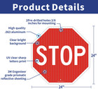 Stop Sign 18x18 30x30 24x24 Street Authentic Reflective Road Signs Metal 12x12in