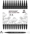 Drawing Pens  12 Pack Dual Brush Pens Black Markers For Art Drawing Sketching