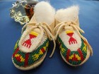 Lot a  Vintage Beaded Leather  Baby Moccasins Native American mint
