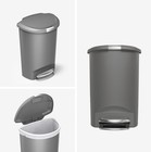 13 Gallon   50l Semi-round Kitchen Step Trash Can With Secure Slide Lock  Gray