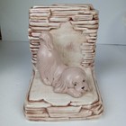 Vintage Ceramic Puppy  Cocker Spaniel Brown Tan Pink Taupe Dog Pup Figurine 