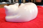 Cat Porcelain  Sleeping White Cat Figurine 4 x 1 5  Kitten