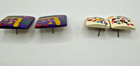 Vintage Square Abstract Crazy Design Earrings Plastic Colorful 2 Pair