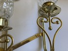 Vtg Homco Brass Triple Wall Sconce Glass Peg Votive Holders Adjustable Design
