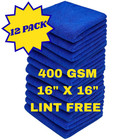 Microfiber Cleaning Cloth 16x16 Car Polishing No Scratch Detailing 12 Pac 400gsm