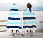 Original Kids Hooded Bath Towel Wrap - 1 Pack Large  Cabana Stripe Ocean Blue