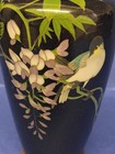 Antique Japanese Cloisonne Vase Floral Bird Motif Blue Enamel 12cm Has Damaged 