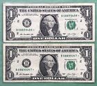 2013 B Duplicate Star Note Error Fancy Serial Number 1 Dollar Bill Multiple Pair