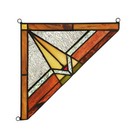Pair Stained Glass Corner Window Panels Handcrafted Mission Design Tiffany Style