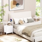 Night Stand  White Nightstands With 2 Fabric Drawers For Bedroom