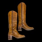 Vtg 70s Frye Campus Knee High Boots 6b Black Label Braided Stacked Wood Heel 