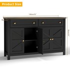 55in Sideboard Buffet Cabinet Kitchen Storage Sideboard With 2 Drawers Black