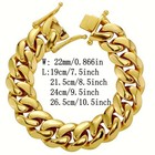 22mm Cuban Link Chain For Men 14k Gold Plated Stainless Steel Chain Bracelet