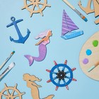 24pk Nautical Wooden Cutouts  Unfinished Sailboat  Mermaid  Anchor  Ship Wheel