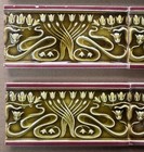 16 Helman Belgium-  Antique Art Nouveau Majolica Border Tile C1900