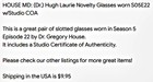 House Md   dr   Hugh Laurie Novelty Glasses Worn S05e22 W studio Coa