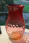 Antique Victorian Amberina Vase 9 25    - Art Glass Coin Dot Thumbprint