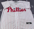 Kyle Schwarber  12 Phillies White Stripe Cool Base Sewn Stitched Jersey 