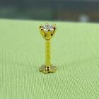 3mm Round Cut Natural Diamond Screw On Stud Nose Pin Solid 14k Yellow Gold
