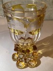 1800   s Antique Bohemian Yellow   Clear Czech Glass  6 5    Etched  Lendl Estate