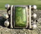 Very Rare Museum Grade C1880s - 1890s Navajo Ingot Silver   Turquoise Ring Sz 10