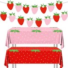 Strawberry Party Decorations  2pcs Plastic Strawberry Tablecloth Pink Fruit 