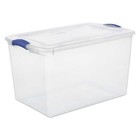 66 Quart Latch Box  Clear Plastic Storage Bin With Clear Lid  Blue  6 Count