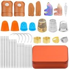  Sewing Thimble Set With Storage Box - Includes Sewing Big Eye Needle  Mix Set