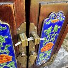 Chinese Wood Jewelry Box Cabinet 3 Drawer Cloisonn   Panels  Blue Enamel Vtg