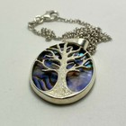 New Sterling Silver Chain Necklace W  Tree Of Life Multicolor Pendant 16  1 2mm