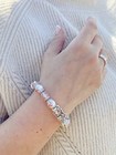 Christian Pink Crystallized Glass Beaded Bracelet Miraculous Medal Silver Cross