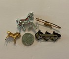 4 Vintage Horse Metal rhinestone Pins And Brooches Lot Of 4 Assorted Designs