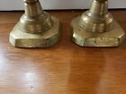 Pair Of Antique Brass Candlesticks Push-ups  King Of Diamonds  Great Britain Uk