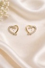 18k Gold Plated Heart Jewelry Set Cz Necklace 18  And Stud Earrings Gift For Her