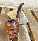 Vintage Hand Carved Lenin Figural Briar Estate Tobacco Pipe Vulcanite Stem