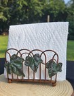 Vintage Copper And Ivey Ball Footed Napkin Holder Made In India Mcm Boho Decor
