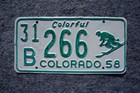 1958 Colorado Skier License Plate Repainted