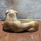 Vintage Porcelain Golden Retriever Yellow Lab Laying Down Dog Statue Figurine