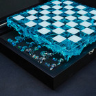Ocean Blue Resin Chess Set 30cm Handmade Epoxy Board Clear Pieces Coastal Gift