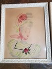 Antique Watercolor Art Oriental Women Framed Signed M  Wall 