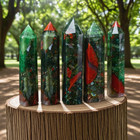 Natural Dragon Blood Stone Crystal Tower Point Obelisk Healing Energy Wand Decor