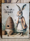Shabby Folk Old Primitive Vintage Style Easter Bunny Rabbit Bee Skep Honey Sign