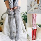 Women s Cable Knit Thigh High Socks Over Knee Stockings Winter Long Boot Warmers
