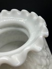 White Milk Glass Shade  Quilted Diamond Pattern And Ruffle Top