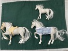 Set Of 3 Vintage Grand Champion Moveable Horse Figurines With Accessories