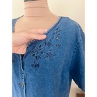 Vintage 90s Requirements Denim Floral Eyelet Embroidered Button Up Top