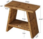 Solid Wood End Table For Living Room Narrow Small Side Table With 2-tier Storage