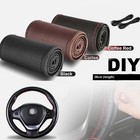 15 in Genuine Leather Auto Car Steering Wheel Cover Diy Stitch On Wrap Protector