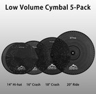 New Low Volume Cymbal Pack 5pc Set 14  Hi-hat 16 18  Crash 20  Ride Black