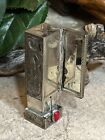 25  Antique Vintage 800 Silver Red Stone Lipstick Case Compact Mirror Etched 2 